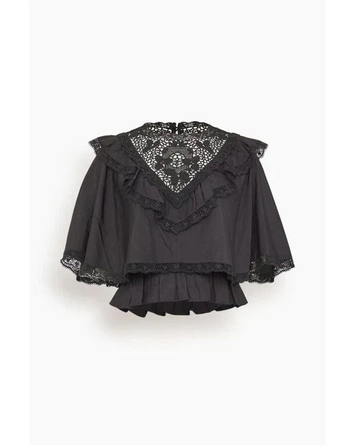 Embroidered Frill Blouse
