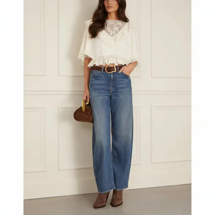Embroidered Frill Blouse