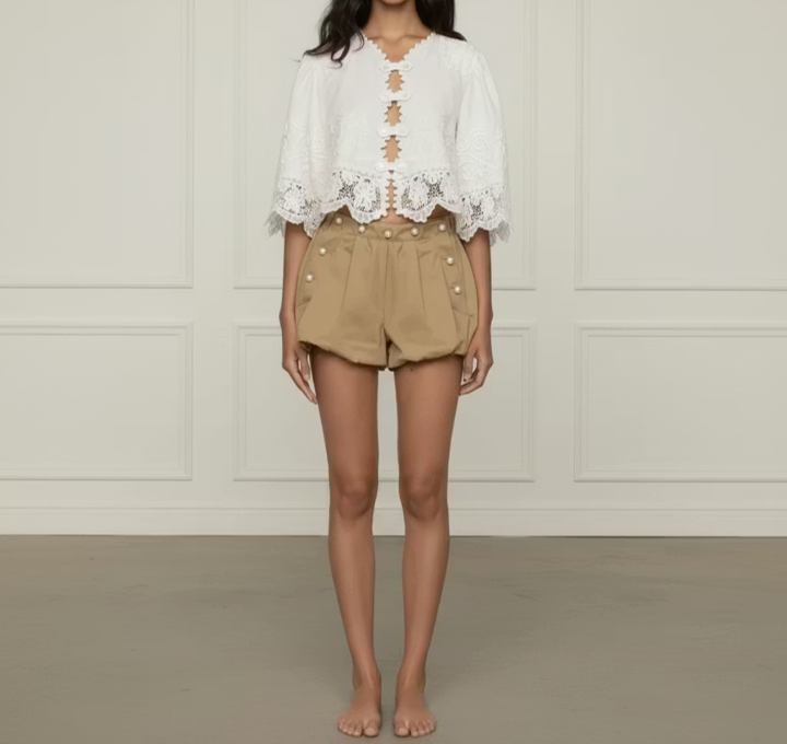 Scallop Embroidered Shirt