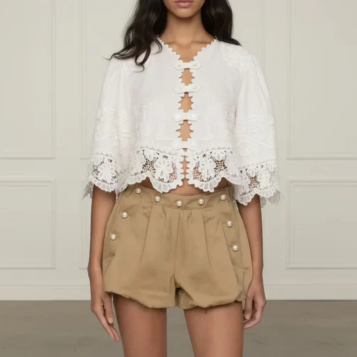 Scallop Embroidered Shirt