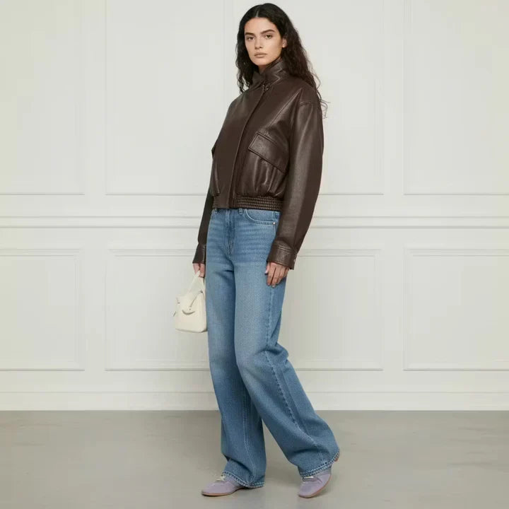 Faux Leather Bomber