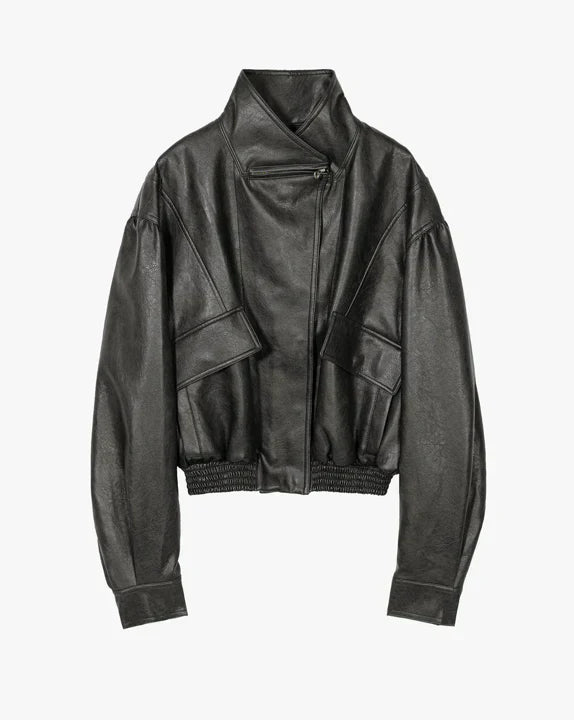 Faux Leather Bomber