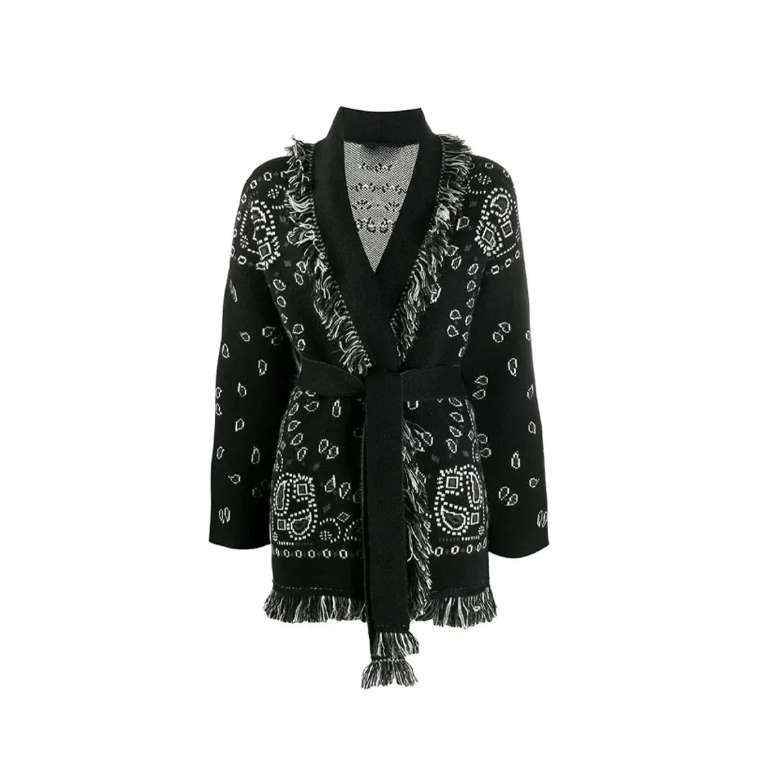 Black Bandana Wool Cardigan