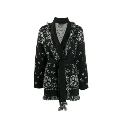 Black Bandana Wool Cardigan