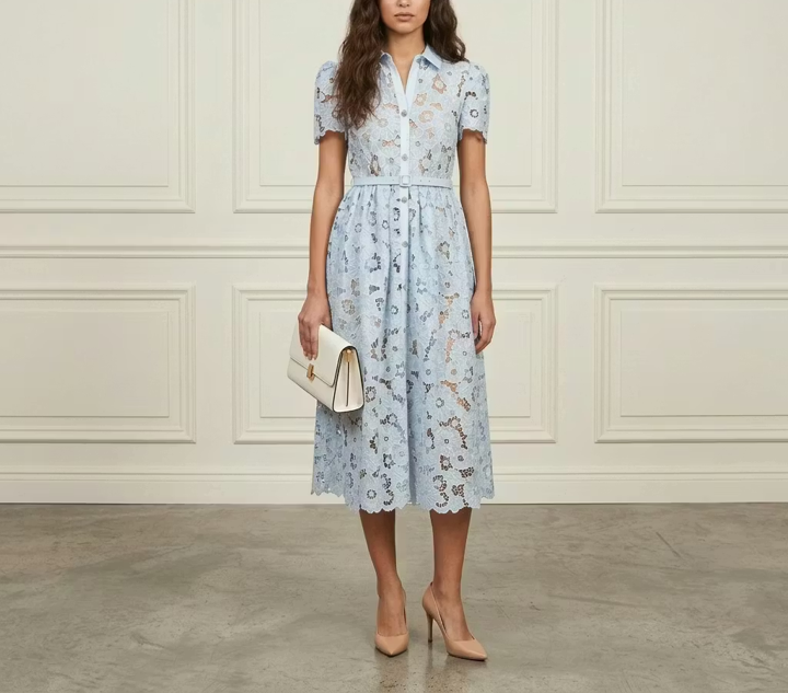 Belted Lace Midi