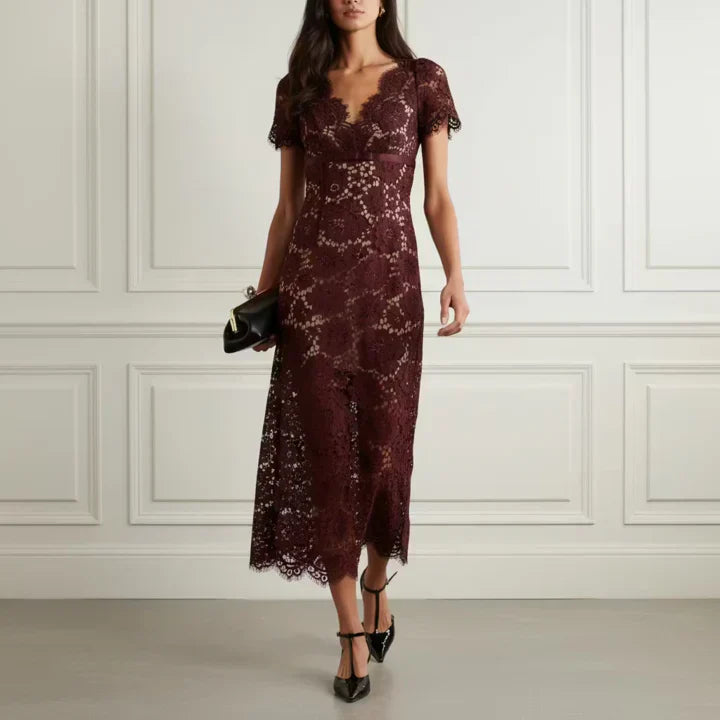 Burgundy Lace Midi