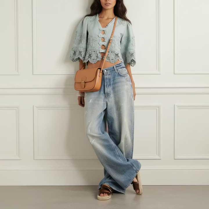 Scallop Embroidered Shirt