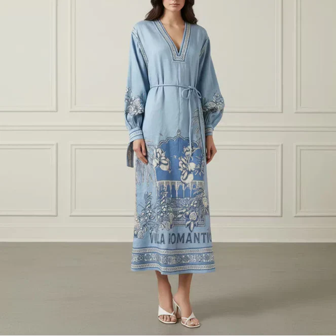 Linen Print Midi