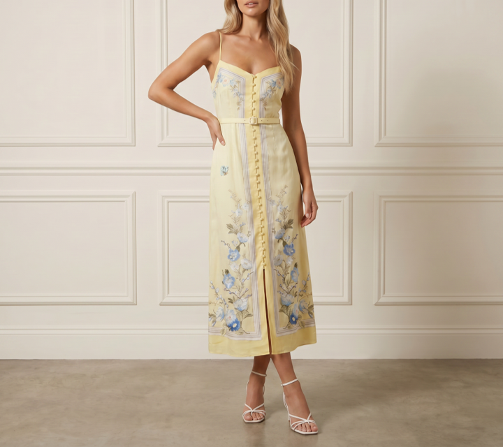 Yellow Floral Midi