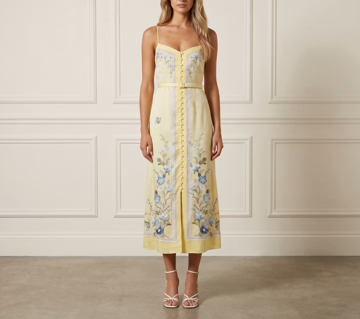 Yellow Floral Midi