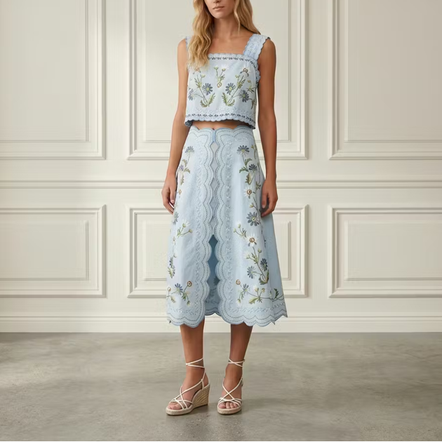 Blue Embroidered Set