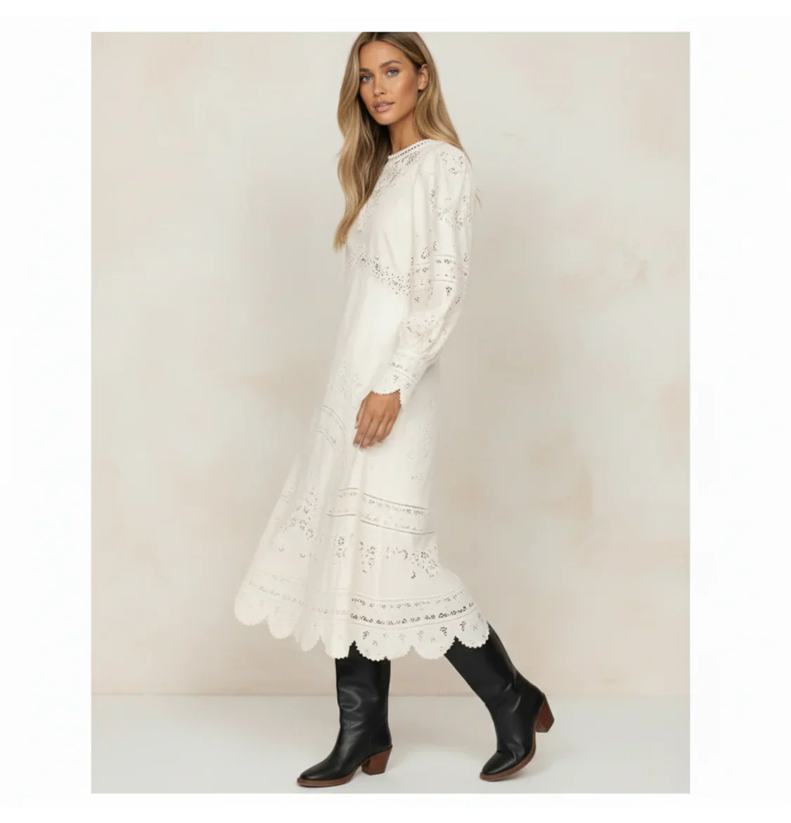 Embroidered Eyelet Midi