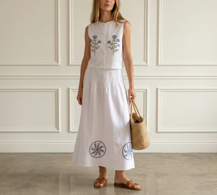 Embroidered Vest Top