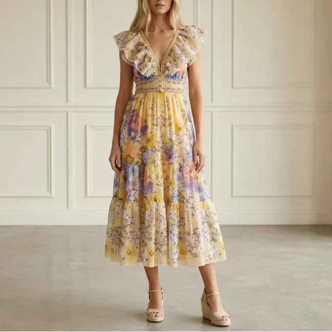 Yellow Floral Midi