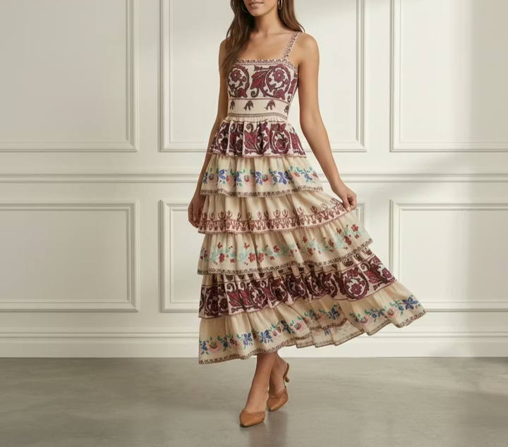 Cotton Tiered Midi