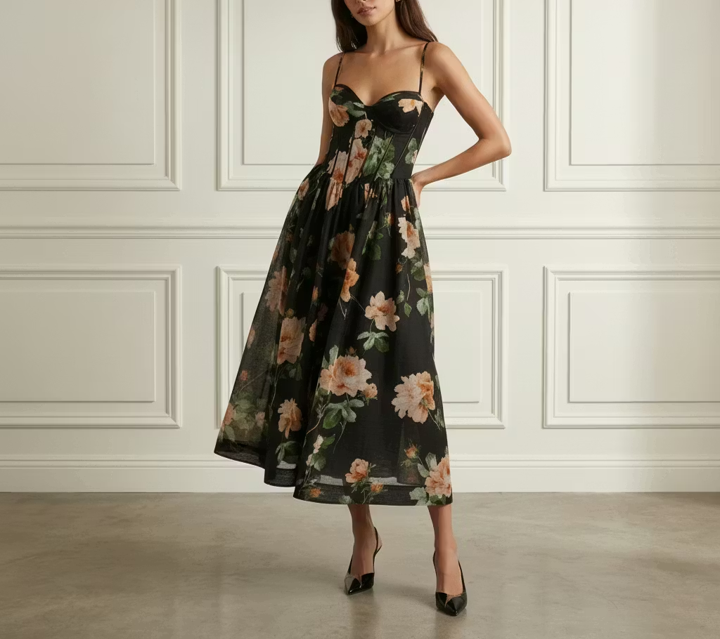Floral Corset Midi