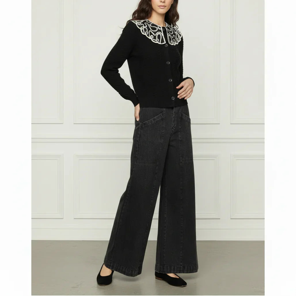 Embroidered Collar Cardigan