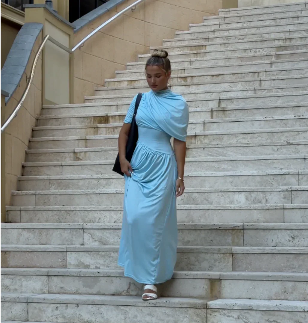 Blue Draped Midi