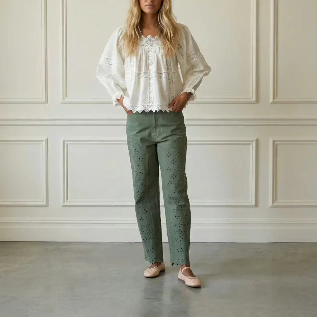 Hollow Embroidered Blouse