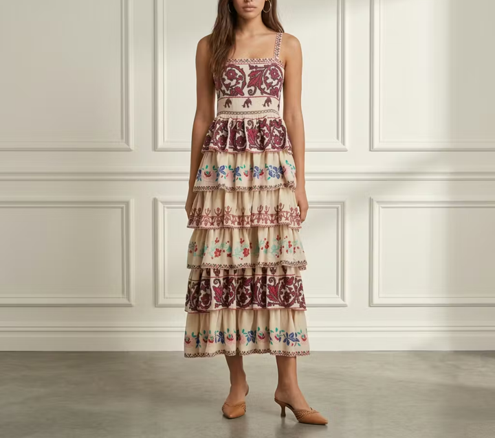 Cotton Tiered Midi