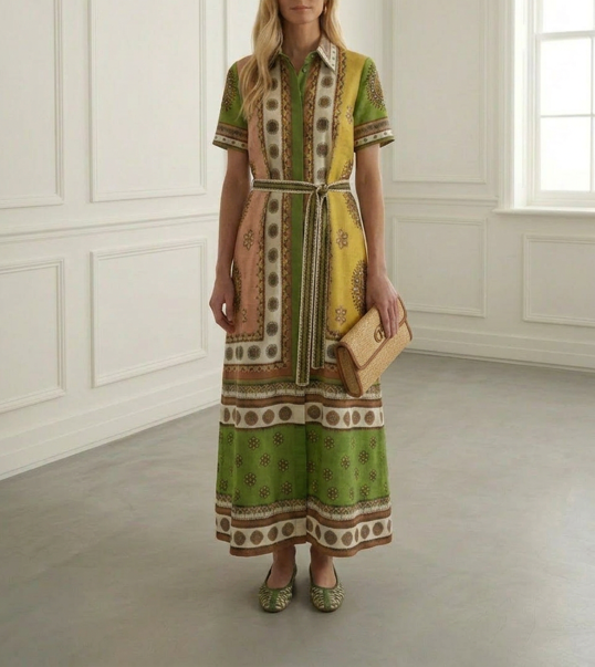 Belted Print Midi
