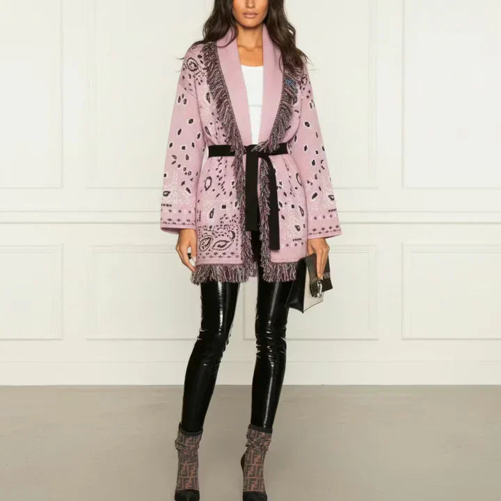 Pink Bandana Wool Cardigan