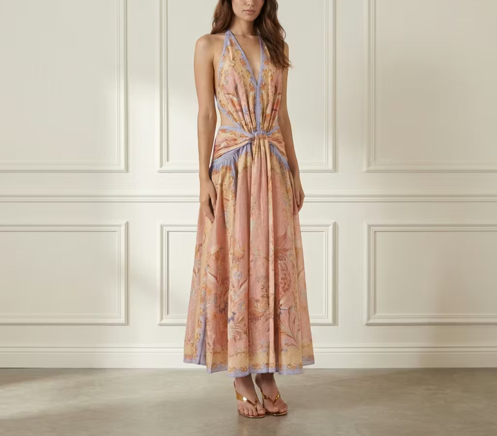 Silk Blend Halter Dress