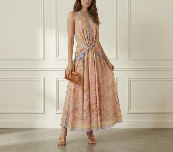 Silk Blend Halter Dress