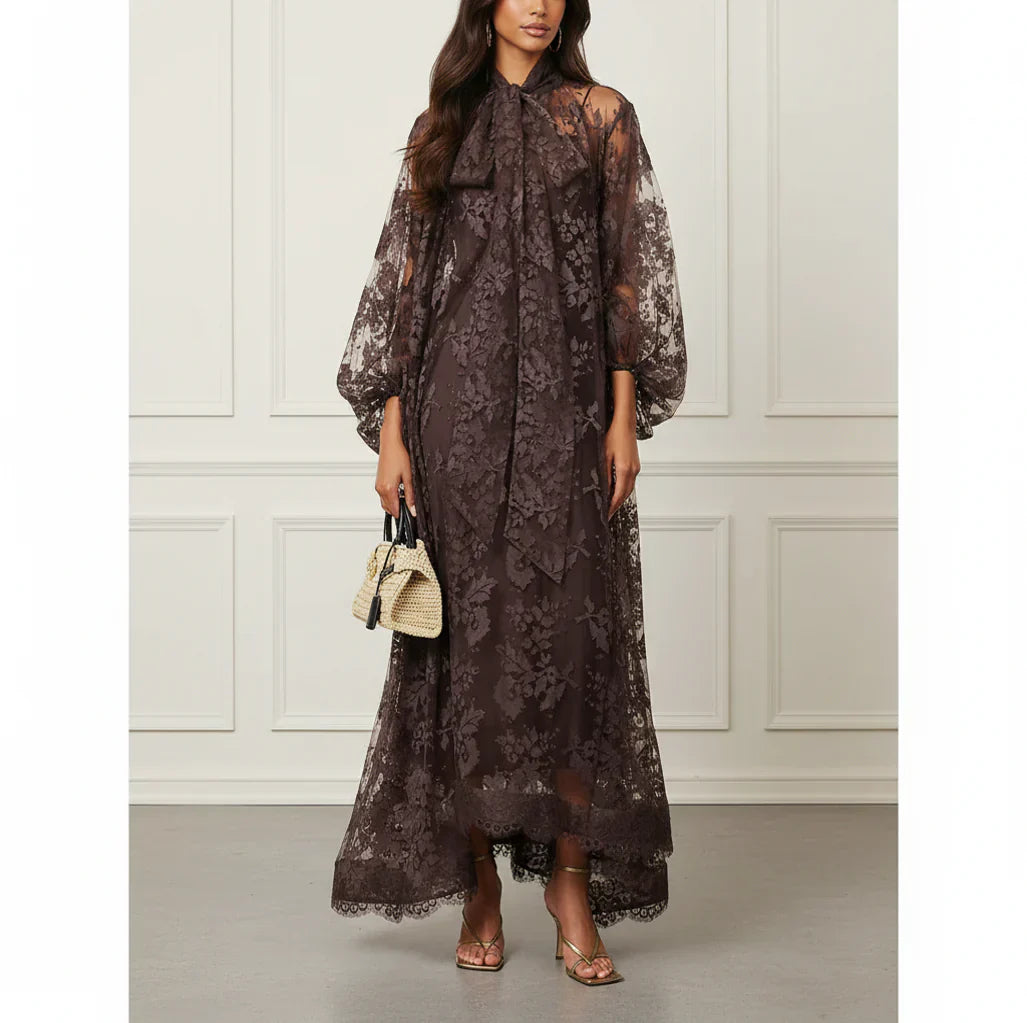 Silk Lace Tie Dress