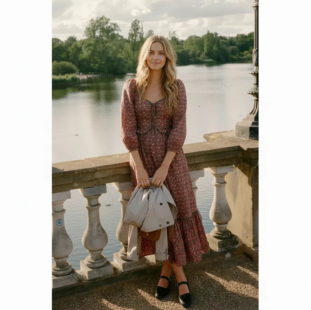 Floral Lace Up Midi