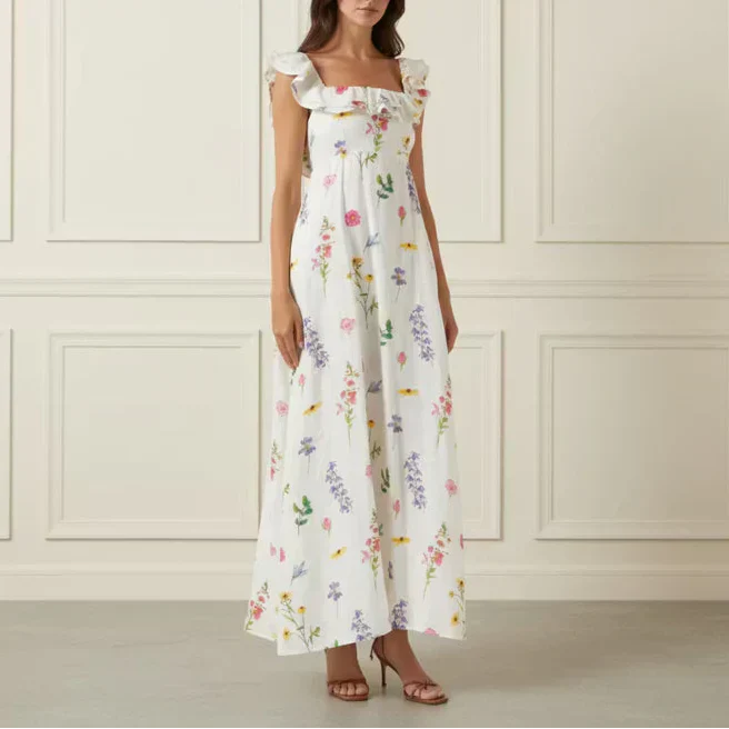 Linen Print Midi