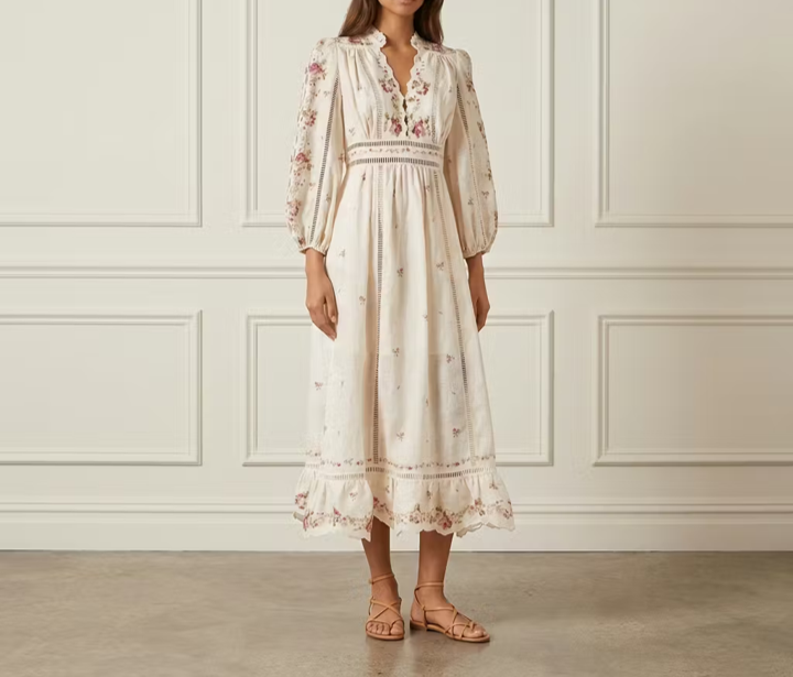 Floral Broderie Midi