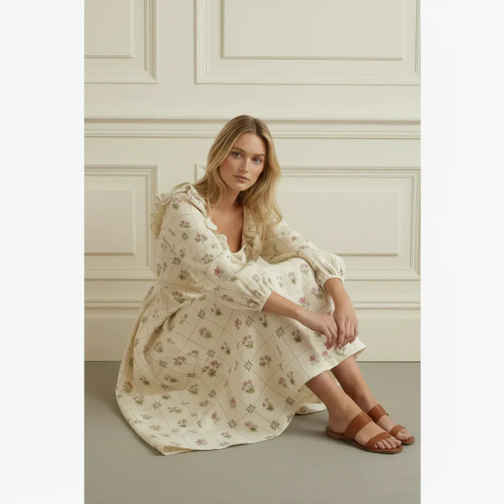 Linen Scallop Dress