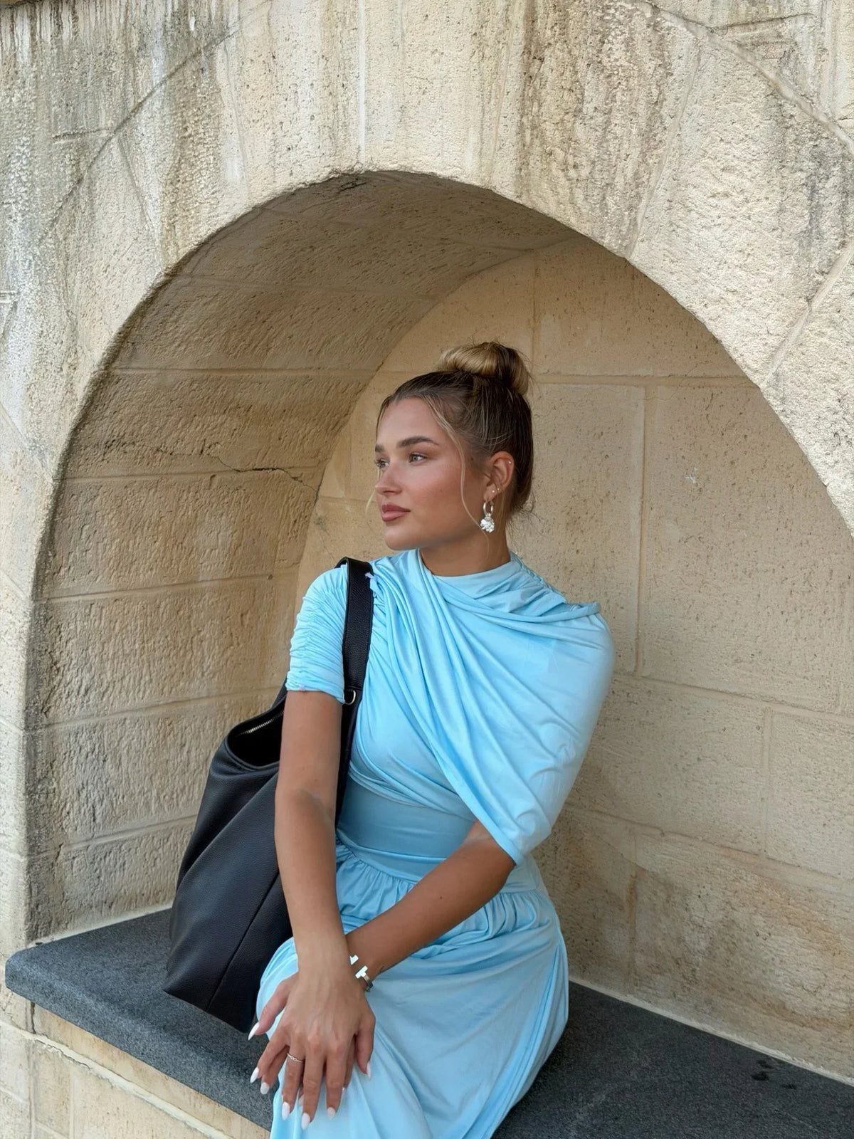Blue Draped Midi