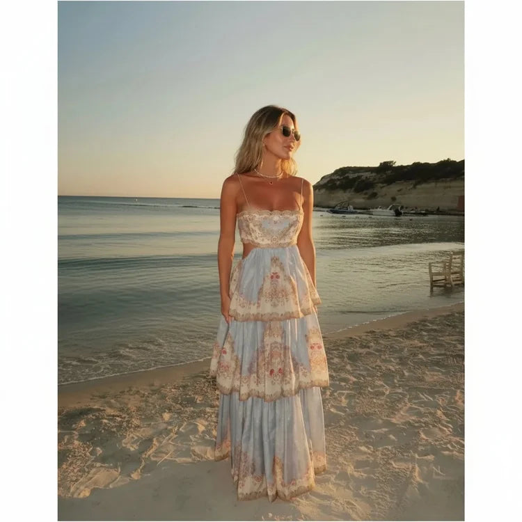 Tiered Print Midi